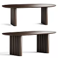 Modern Wooden Dining Table Design With Fluted Legs And Smooth Surface Top 3d model