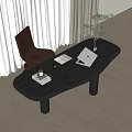 Modern Desk and Chair Combination Ornaments Books Computer Green Plant Notes 3d model