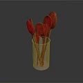 Wooden Utensil Set with Multiple Spoons Stored in Transparent Cup for Kitchen Use