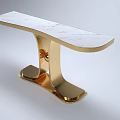 Elegant Console Table With Golden Frame White Marble Top And Central Sphere Decoration 3d model