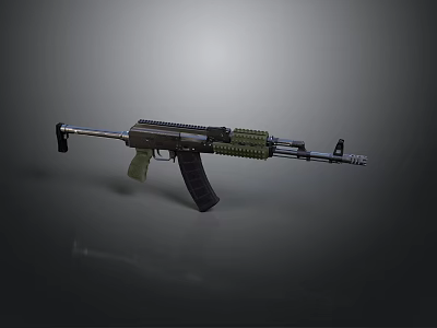 Modern Tactical Rifle Design With Green Handguard Black Stock And Barrel 3d model