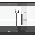 Modern Glass Swing Door for Hotel Exterior with iu HOTEL Logo