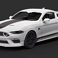 White Sports Car Featuring Black Stripe Orange Accents And Black Wheels Design