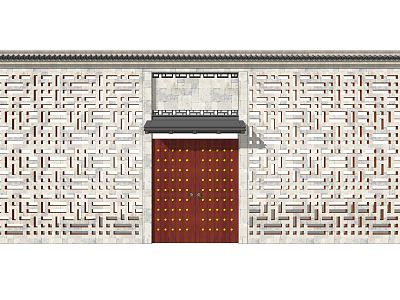 New Chinese Style Gate Entrance Gate Enclosure Wall model