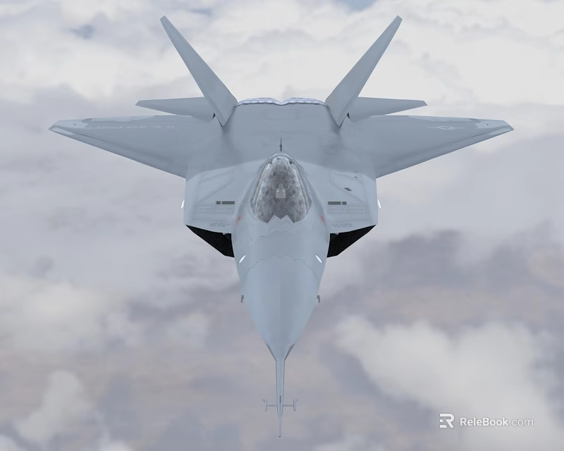 Advanced Fighter Jet Flying Through Clouds With Sleek Design And Cockpit View 3d model 