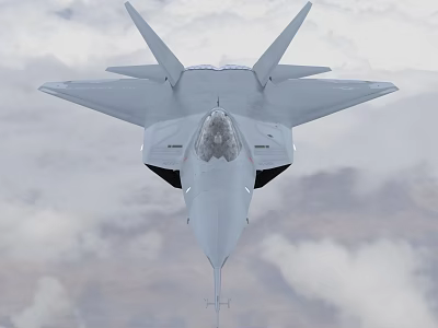 Advanced Fighter Jet Flying Through Clouds With Sleek Design And Cockpit View 3d model