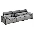 Brown And Blue Three Seater Sofas With Pillows Throw Blanket And Decorative Balls