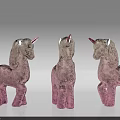Three Cute Pink Unicorn Plush Toys Displayed In Different Angles 3d model
