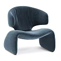Modern Navy Blue Velvet Lounge Chair With Curved Design And Gold Legs For Comfortable Seating