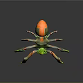 Vibrant 3D Spider Character With Green Orange Body And Spotted Legs
