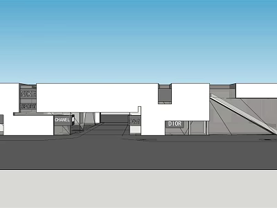 Modern Commercial Complex With CHANEL DIOR Brand Stores And Modern Exterior Design 3d model