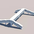 Modern Architectural Bridge Structure With Glass Facade And Connected Stair Segments 3d model