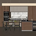 Modern Restaurant Open Kitchen Design With Wooden Cabinets Marble Countertop And Pendant Lights