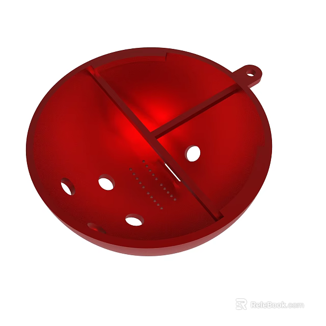 Red Circular Metal Component Featuring Cross Bar And Multiple Holes 3d model