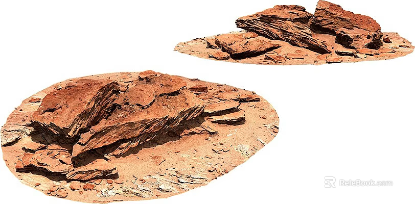 Natural Stone and Wood Decorative Elements with Rustic Texture and Warm Tones 3d model