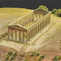 Ancient European Architecture Ruins With Tall Columns Surrounded by Trees and Open Ground