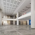 Spacious Government Service Hall Interior Featuring Columns Service Windows And Bright Lighting