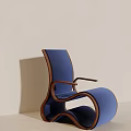 Modern Curved Accent Chairs in Yellow and Blue Upholstery With Cactus Plant in Minimalist Interior