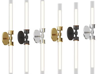 Modern Wall Lights With Gold Black Silver Finishes And Cylindrical Clear Glass Design 3d model