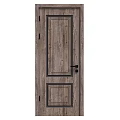 Modern Wooden Swing Door With Double Rectangular Panel Design And Black Handle