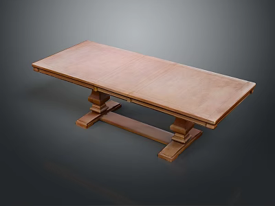 Rectangular Wooden Coffee Table with Sturdy Pedestal Base and Natural Wood Finish Design 3d model