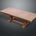 Rectangular Wooden Coffee Table with Sturdy Pedestal Base and Natural Wood Finish Design