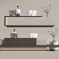 Modern Company Reception Area Bar Reception Desk 3d model
