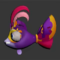 Vibrant Cartoon Fish Creature With Colorful Fins Big Eyes And Decorative Headpiece