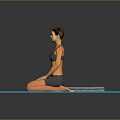 Woman Practicing Yoga On Blue Mat With Cross Legged Pose And Colorful Accessory