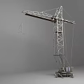 Tall Tower Crane Construction Equipment Featuring Metal Structure And Hoisting Arm 3d model