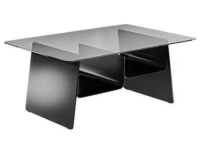 Modern Desk With Transparent Glass Top And Black Metal Support Legs 3d model