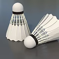 Two White Badminton Shuttlecocks With Feather Structure And Black Rubber Heads