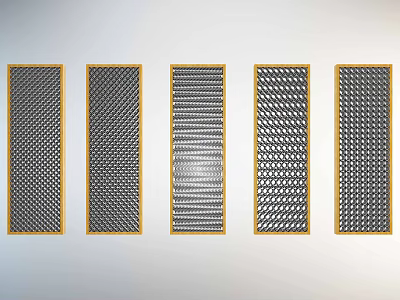 Decorative Room Dividers With Golden Frames And Various Black Panel Patterns 3d model