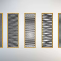 Decorative Room Dividers With Golden Frames And Various Black Panel Patterns 3d model