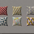 Decorative Throw Pillows With Colorful Geometric Patterns And Various Designs 3d model