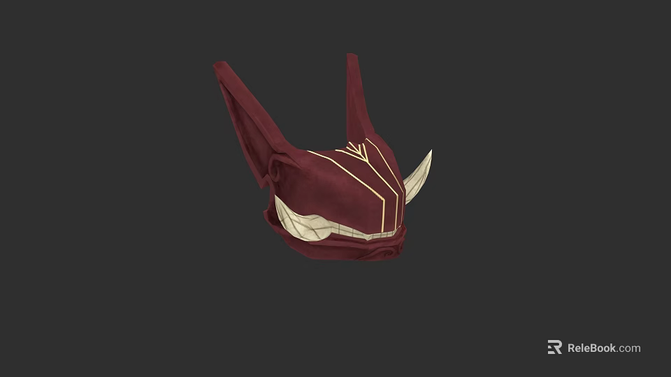 Game Movie Character Detailed Red Helmet With Golden Lines And White Spikes 3d model 