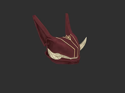 Game Movie Character Detailed Red Helmet With Golden Lines And White Spikes 3d model