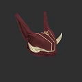 Game Movie Character Detailed Red Helmet With Golden Lines And White Spikes