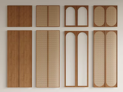 Various Wooden Decorative Panel Designs Featuring Grid Arch And Solid Patterns 3d model