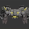 Silver Mechanical Robot Character With Yellow Accents And Red Feet Design