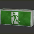 Green Emergency Exit Sign With White Running Figure Icon And Metal Frame