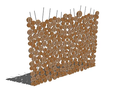Natural Wall Decor With Circular Wooden Pieces Arranged in Pattern for Home Interior 3d model