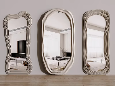 Irregular Shaped Modern Design Wall Mounted Mirrors With Living Room Reflection 3d model