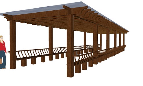 Chinese Style Corridor Frame Traditional Wooden Corridor Frame 3d model