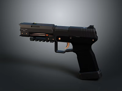 Modern Black Pistol With Sleek Design Metallic Finish And Textured Grip 3d model