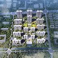 Aerial View Of Modern Residential Complex With High Rise Buildings And Central Green Area