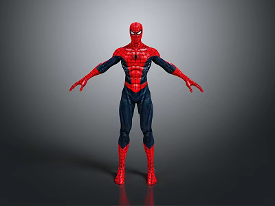 Spider Man Action Figure In Red And Black Costume With Arms Outstretched 3d model