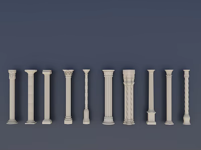 Various Architectural Columns With Different Classical Styles And Decorative Patterns 3d model