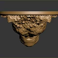 Golden Circular Lion Head Emblem With Decorative Texture And Detailed Facial Features