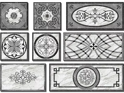 Various Decorative Floor Tiles With Intricate Floral Geometric And Circular Patterns 3d model